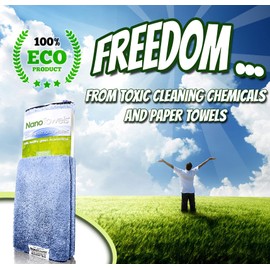 Nano Towels - The Amazing Eco Cloth Wipes That Cleans and Makes Shiny Virtually Any Surface with Only Water. No More Paper Towels Or Toxic Chemicals. 4-Pack. The Original USA Brand. (14x14, Blue)