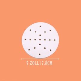 Pack of 200 Dim Sum Paper as Underlay for Bamboo Steamers, Steamers Air Fryer Airfryer Liner, Non-Stick Coating, Round Baking Paper, Perforated Bamboo Paper (7 inches/17.8 cm)