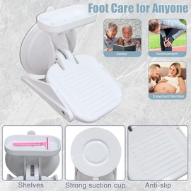 OWIIZI Shower Stool for Shaving Legs,Bath Foot Rest for Wall Showers Small Stand for Inside with Powerful Suction Cup