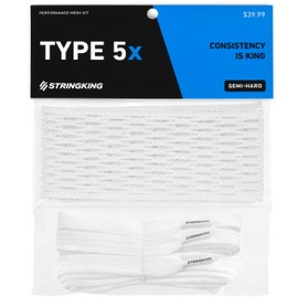StringKing Type 5X Semi-Hard Lacrosse Mesh Kit with Mesh and Strings (White)