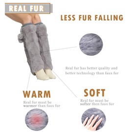 Fur Story Fur Leg Warmers Real Fur Rabbit Winter Leggings Boot Toppers for Women