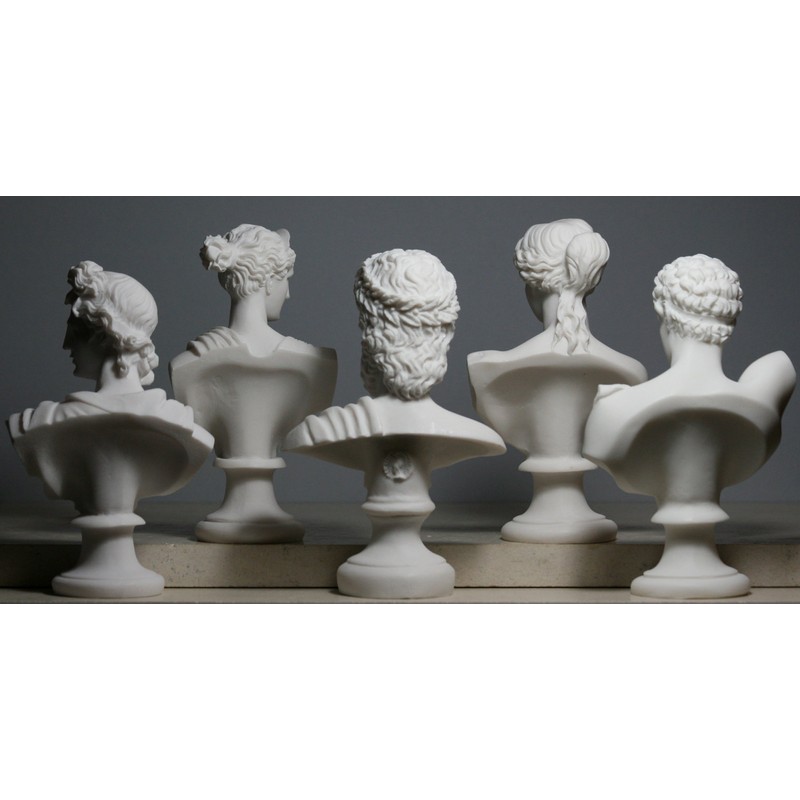 Set 5 Bust Head God Zeus Artemis Aphrodite Hermes Apollo