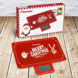 Bestron AKS300C Küchenwaage, Digital, "Merry Christmas" Motiv, Weihnachten