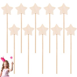 DIY Painting Wood Fairy Wands, 12pcs Unfinished Star Magical Sticks Blank Craft Fairy Wands Decoration Make Your Princess Sticks Props for Party Dress up Cosplay Supply