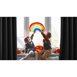 Deconovo Black Out Curtains 84 Inch Long 2 Panels - Thermal Curtains for Winter with Silver Coated Design, Room Darkening Drapes for Dining Room (52W x 84L, Black, Set of 2)