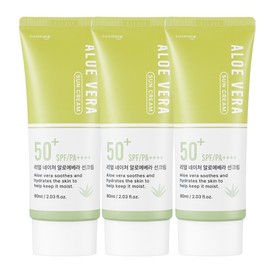 COSMATE Real Nature Aloe Vera Sun Cream SPF50+ PA++++ 60ml, 3 pcs / 코스메이트 리얼 네이처 알로에 베라 선크림 SPF50+ PA++++ 60ml, 3개