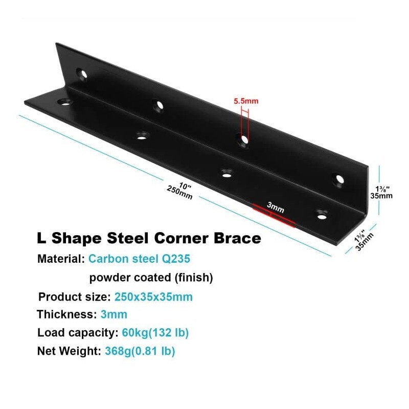 OTTFF 4 Pack 7" x 1-3/8" x 1-3/8" Widen Black