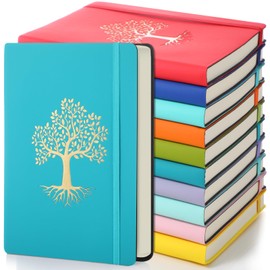 Dispowreath 10 Pack Lined Journal Notebook A5 Leather Hardcover Journals for Writing 200 Pages 10 Colors Notepad for Travel Work School Office Business Note Taking Diary 5.7" x 8.3" (Bright Color)