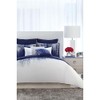Vince Camuto Lyon Blue and White Cotton 1-Piece Shower Curtain