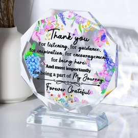 Movdyka 5.3" Crystal Thank You Gifts for Teachers Family Members Glass Ornament Ideas for Women Friends Colleagues Appreciation Thank You Plaque Presents for Nurse Manager Desk Decor