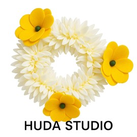 Women Mogra Gajra Charming Artificial Gajra – Traditional White Jasmine Hair Accessory for Weddings, Festivities & Daily Wear – Long-Lasting Floral Scent, Natural-Looking Design (Yellow &White)