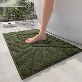 Color&Geometry 24"x36" Green Bathroom Rugs- Non Slip, Absorbent, Thick, Soft, Washable Bath Mat, 2'x3' Large Bath Rug Bath Mats for Bathroom Floor, Shower, Sink, Vanity