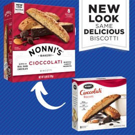 Nonni's Cioccolati Almond Biscotti Italian Cookies - 6 Boxes Biscotti Individually Wrapped Cookies - Italian Biscotti Cookies w/California Almonds & Dark Chocolate - Kosher Coffee Cookies - 6.88 oz