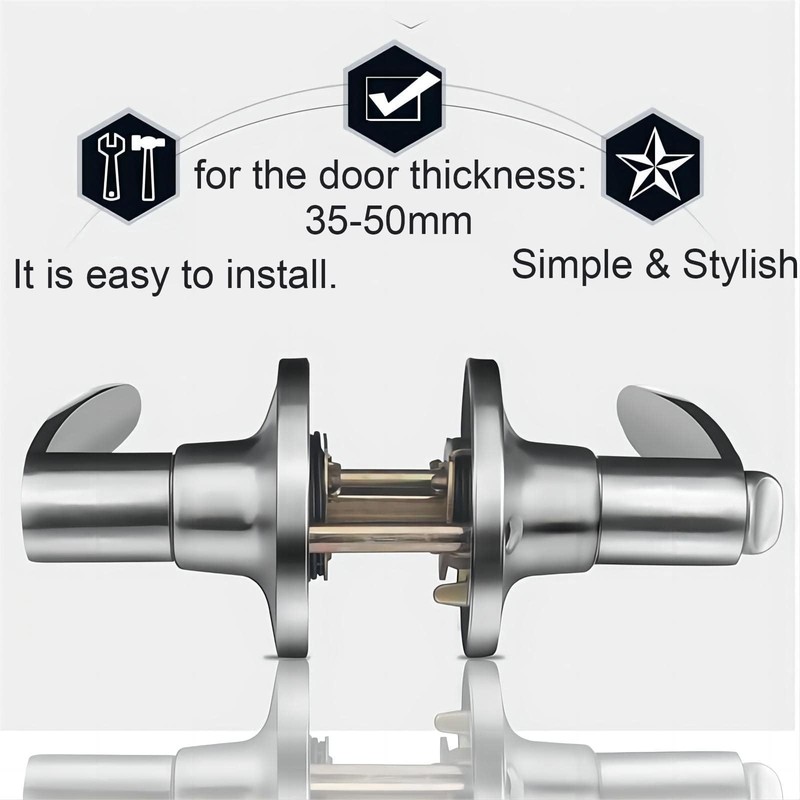Qrity Bathroom Door Handle, Cylindrical Lever Lock, Interior Privacy No