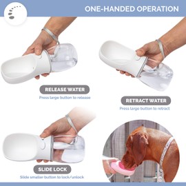 Zenify Dog Water Bottle for Walking Hiking Camping Beach Outdoor Travel Lead Leash Accessory Puppy Dogs Pets Drink Alternative to Pet Collapsible Bowl Small (350ml (S/M) White)