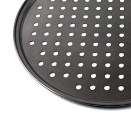 Carbon Steel Pizza Pan with Holes, 2Pcs Round Pizza Pan for Oven Non Stick Bakeware Pizza Tray Pizza Baking Pan for Home Restaurant(28CM)