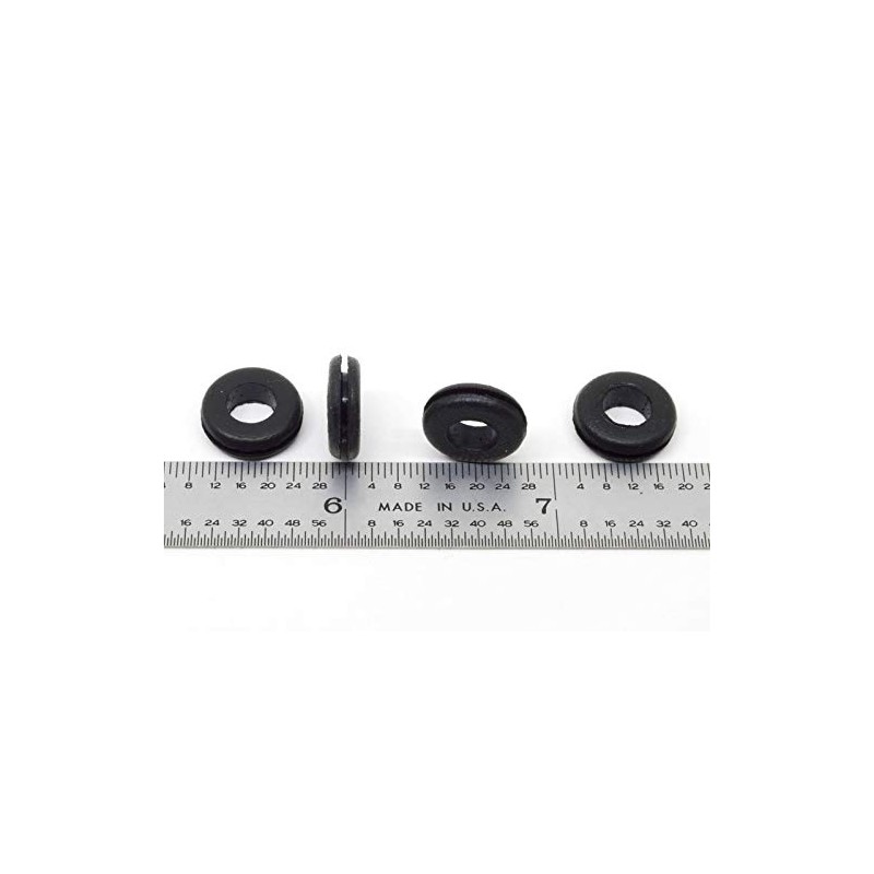 Pkg of 6 - Black SBR Rubber Push-in Grommet -