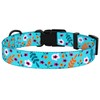 Nylon Dog Collar Floral Pattern Aquamarine 12-16 inch