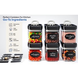 Chef's Path Airtight Food Storage Containers (Set of 6/1.5L) for Kitchen & Pantry Organization - Clear Plastic Canisters for Cookies, Herbs, Spices, Dry Food Storage - Snack Containers with Lock Lids