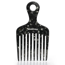 MANETURAL 14MX Hair Comb for Women, Curly Hair Picks, Mustache and Beard Comb for Men, Wide Tooth Comb for Curls, Afro Pick, 5.5 inches(Black, 2 PACK)
