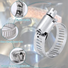 Hose Clips 10Pcs, Pipe Clamp 13-19mm, Adjustable 304 Stainless Steel Hose Clip, Hose Clamps for Flexible Exhaust Hose Pipe, Washing Machine, Garden Connections