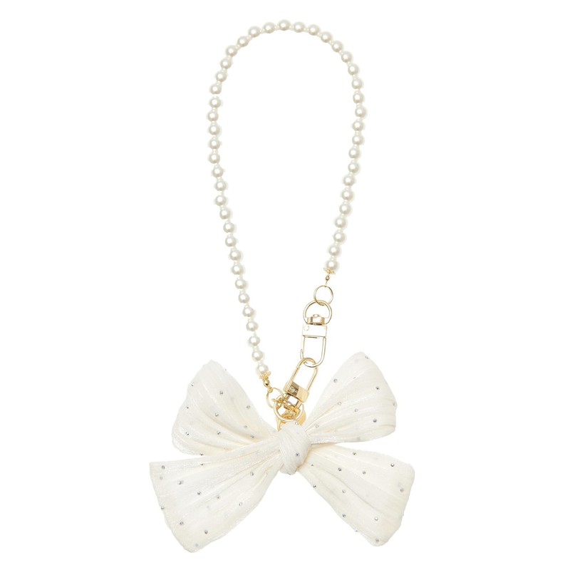 Maison de Fleur Women's Charm Stone Ribbon Pearl Strap, Grayish