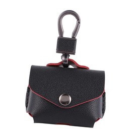 KOMBIUDA Luxury Leather Case Cover for Wireless Earphones with Keychain Snap Closure Protective Pouch for Pro Charging Box Durable Portable Black Earphone Protector