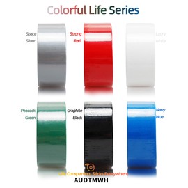 AUDTMWH Colorful Life Series Duct Tape Heavy Duty - 1.88 in x 90 ft, Red, Waterproof, Temperature Resistant, Extreme Durability, Super Fix, No Residue, Industrial, for Duct Tape Crafts