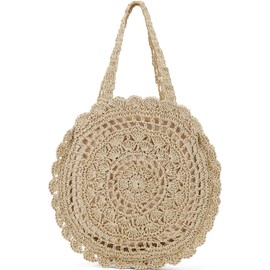 Kiss Sea Raffia Bag Straw Bags for Women Large Beach Tote Woven Straw Clutch Summer Bag Tote Bag for Women Rattan Wicker Purse Handbag Vacation Essentials with Zipper Shoulder Bags Beach Accessories