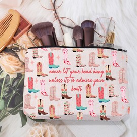 MYSOMY Cowgirl Makeup Bag Cowgirl Boots Zipper Pouch Country Girl Gift Never Let Your Head Hang Unless It's to Admire Your Boots (Your Boots Bag)