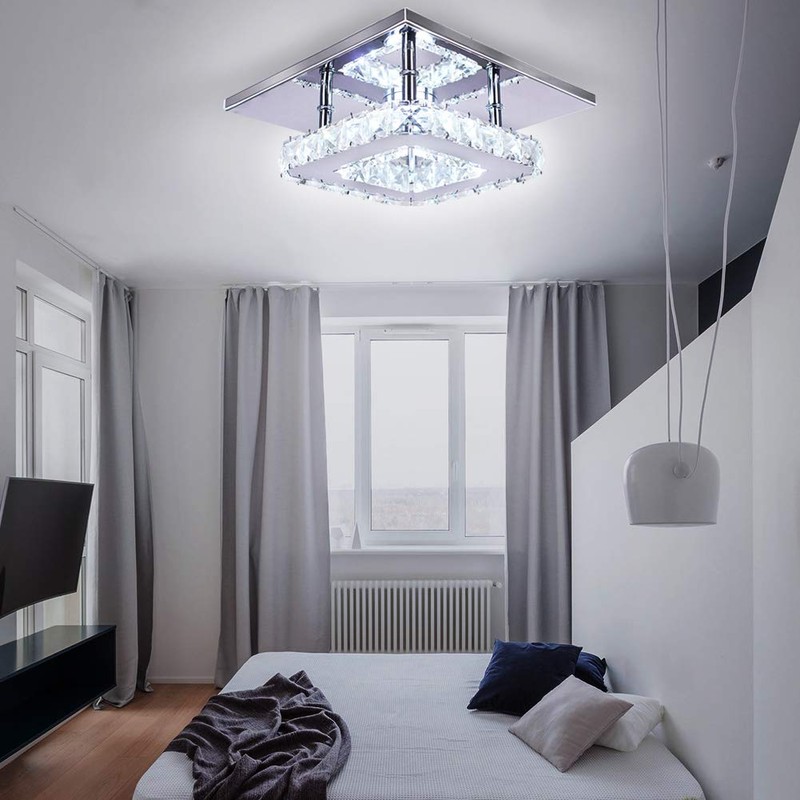 diisunbihuo Modern Crystal Chandelier 7.9 Inches Led Ceiling Light Mini