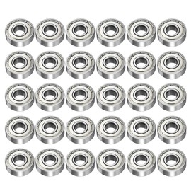 Saipor Pack of 30 608ZZ Ball Bearings, Double Shielded 608 ZZ Small Skateboard Bearings, Miniature Deep Groove Ball Bearings, Carbon Steel Ball Bearings for Skateboards, Scooters, Inline Skates (8 mm