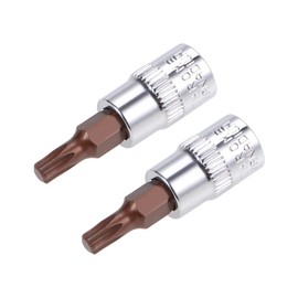 uxcell 2pcs 1/4" Drive x T20 Torx Bit Socket, S2 Steel Bits CR-V Sockets 38mm Length Use with Ratchet Wrench, Slide Bar, Extension Rod