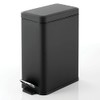 mDesign 2.6 Gallon Rectangular Steel Step Trash Can Wastebasket, Garbage Container Bin for Bathroom, Powder Room, Bedroom, Kitchen, Craft Room, Office - Removable Liner Bucket - Black