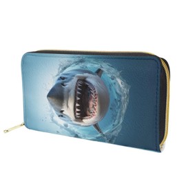 Upetstory Shark Wallets for Women Men Girls Boys Leather Purse Clutch Handbag Cellphone Purses Money Bag Credit Card Holder Coin Pockets Oragnzier Workout Travel Shopping