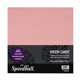 Speedball 11-3/4 in. x 11-3/4 in. Speedy-Carve Linocut Block - Premium Pink Rubber Linoleum Carving Blocks for Printmaking, Printing, and Stamp Making
