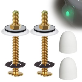 boeemi Toilet Floor Bolts and Glow in The Dark Bolt Covers Kit – 2 Pack Brass T-Bolts with Washers, Nuts & PLA Caps – Universal Toilet Mounting Kit for Decorative Installation
