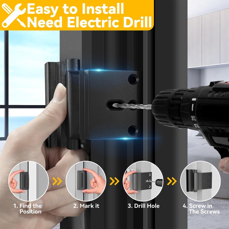 Rerishom Door Lock Withstand 800 lbs for Inward Swinging Door,