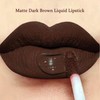 Matte Dark Brown Liquid Lipstick for Women - Long Lasting,