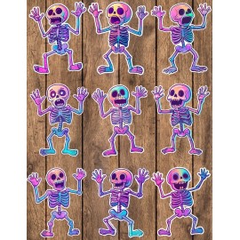 Handmade Colorful Skeleton Die Cut Vinyl Stickers Set Scrapbooking Laptop Waterbottle