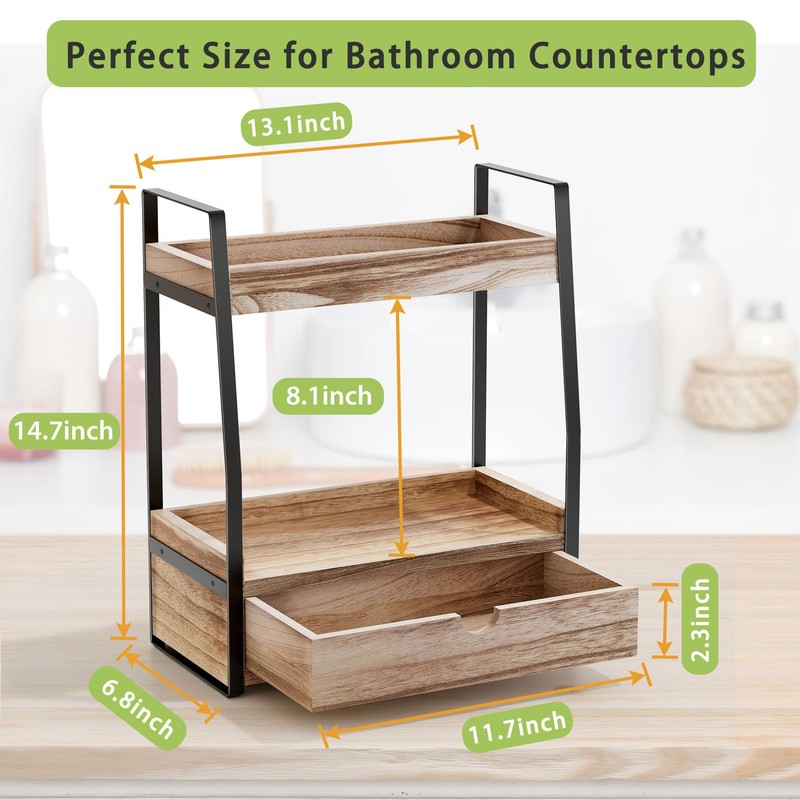 Boulphia 2-Tier Bathroom Organizer Countertop, Bathroom Sink Organizer Countertop, Vanity,