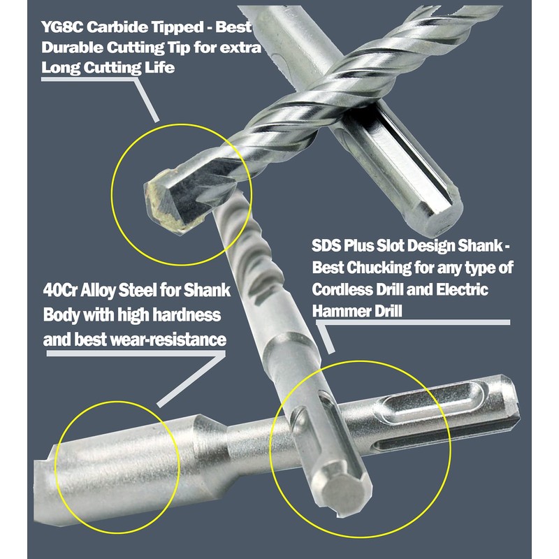 SDS-Plus Rotary Hammer Rock Drill Bit 5/16 in.x6 in. Carbide