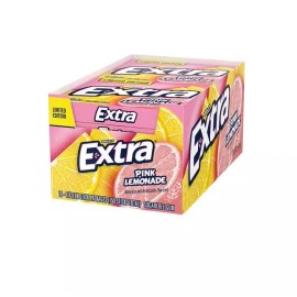 Extra Gum Pink Lemonade Sugar free Chewing Gum, 15 pieces (Pack of 10)