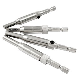 Unlorspy 4Pcs Versatile Sizes HSS Self Centering Drill Bit Set,1/4" Hex Shank Door Window Cabinet Hinge Hole Opening Drill Bit Set with 1 Hex Key for Opening Hole (5/64", 7/64", 9/64", 11/64")