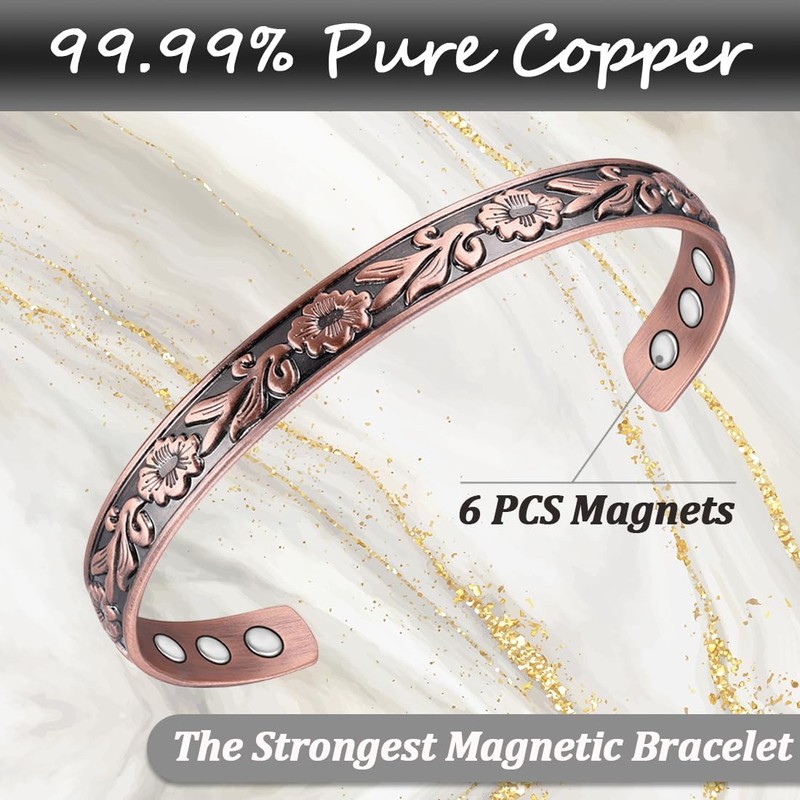 Vicmag Copper Magnetic Bracelet for Women Ultra Strong Magnets Adjustable