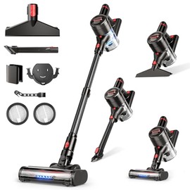 Cordless Vacuum Cleaner, 450W 40Kpa Stick Vacuum with Powerful Suction, 50Mins Vacuum Cleaners for Home, Anti-Tangle Brush, 8 in 1 Lightweight Vacuum for Hard Wood Floor Carpet Pet Hair