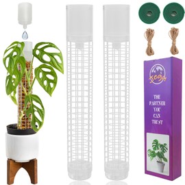 Moss Pole, Self-Watering Moss Pole for Plants Monstera, 17.4 Inch Height, Stackable Design with Monstera Plant Support - Ideal Plastic Moss Poles for Climbing Plants. (2, White)