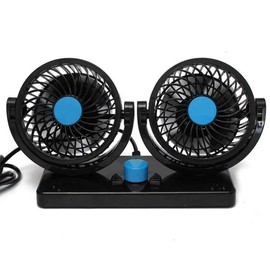 2 Speed Car Fan 12V Electric Car Vehicle Fan 360 Degree Rotating Adjustable Dual Head Car Auto Cooling Air Fan - Powerful Quiet 2 Speed Change Summer Cooling Air Circulatory Low Noise for Rear Seat