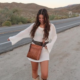 Roulens Medium Women's Shoulder Bags, Lightweight Women's Vegan Leather Shoulder Bag, Crossbody Bags for Women with Adjustable Removable Wide Strap, A-brown, Contemporary