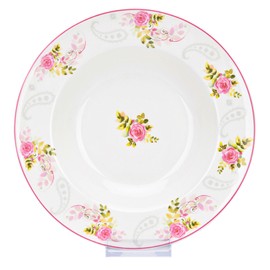 STP GOODS Deep Plate Pasta Bowl Dinnerware English Rose Bone China Soup Plate Set of 6 Dinner Plate Serving Plate 8.5" (21.5 cm) Soup Bowl